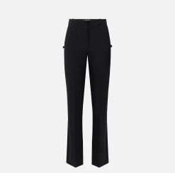 Elisabetta Franchi Pantalone Dritto In Crepe Leggero Con Banda In Raso^ Pantaloni E Shorts