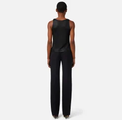 Elisabetta Franchi Pantalone Dritto In Crepe Leggero Con Banda In Raso^ Pantaloni E Shorts