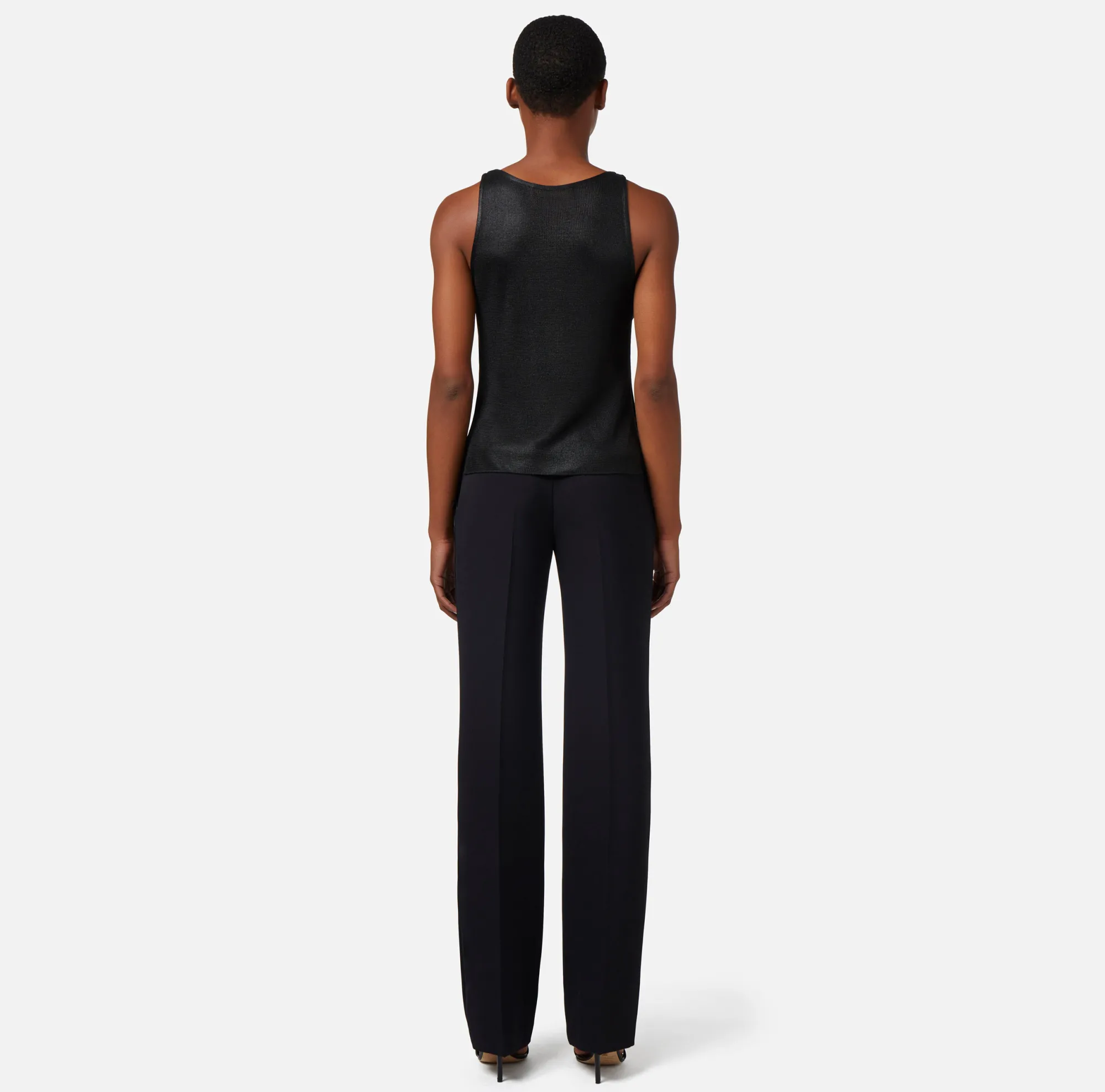 Elisabetta Franchi Pantalone Dritto In Crepe Leggero Con Banda In Raso^ Pantaloni E Shorts