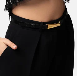 Elisabetta Franchi Pantalone Dritto In Crepe Leggero Con Moschettone^ Pantaloni E Shorts