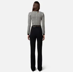 Elisabetta Franchi Pantalone Dritto In Crepe Stretch Con Cintura^ Pantaloni E Shorts