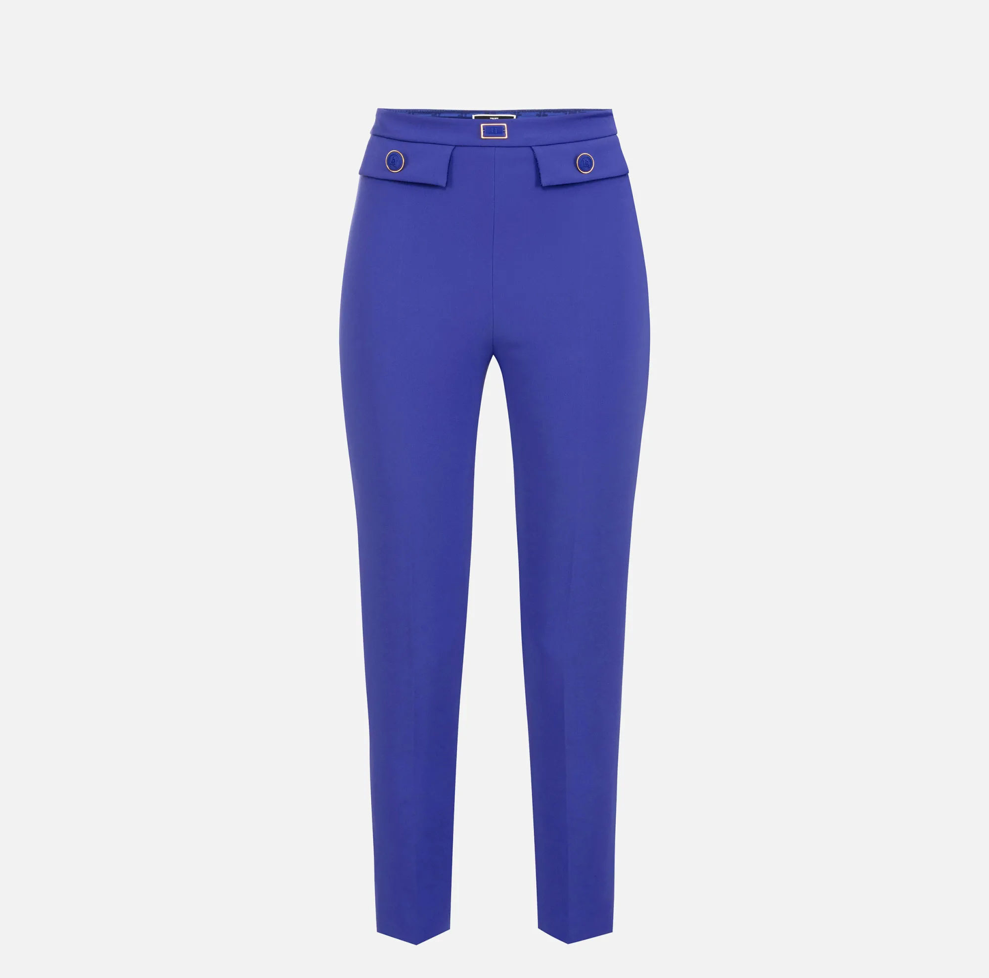 Elisabetta Franchi Pantalone Dritto In Crepe Stretch Con Patte^ Pantaloni E Shorts