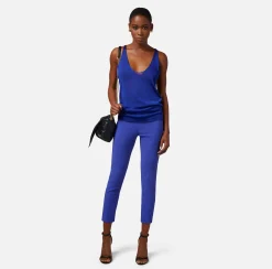 Elisabetta Franchi Pantalone Dritto In Crepe Stretch Con Patte^ Pantaloni E Shorts
