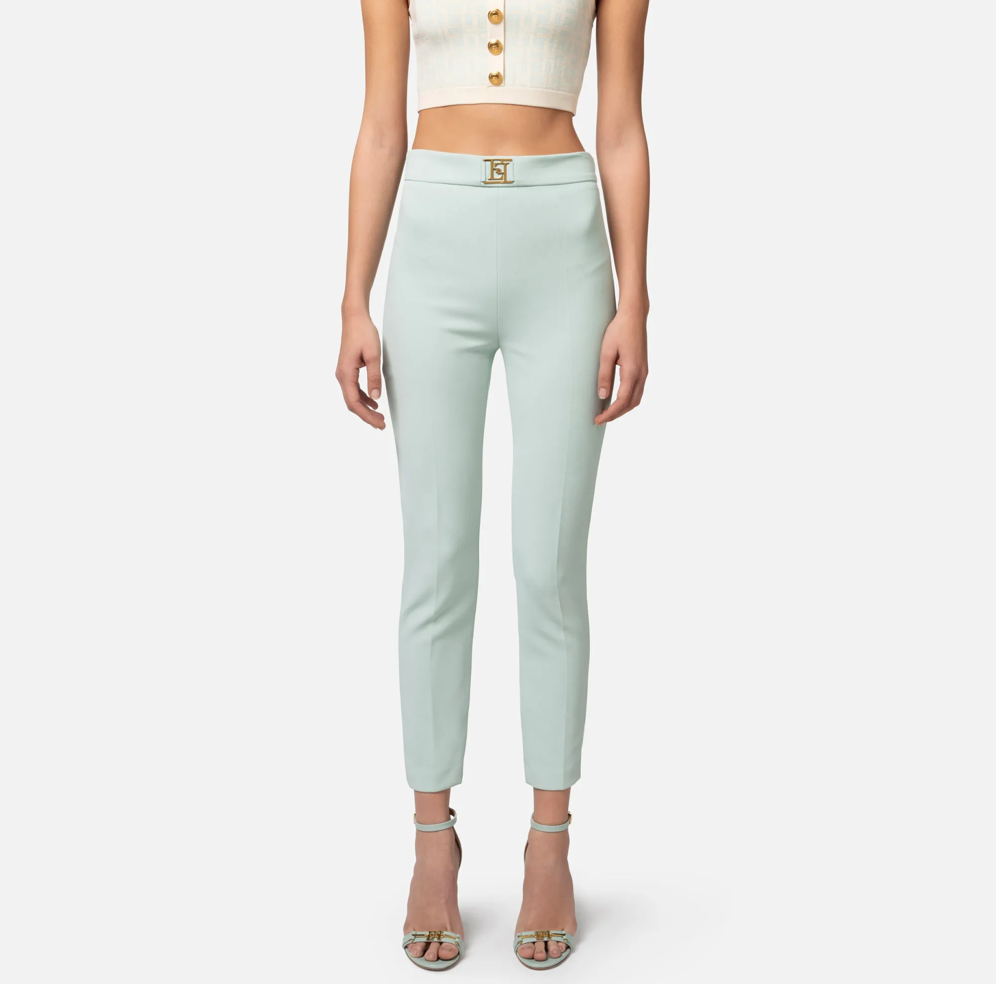 Elisabetta Franchi Pantalone Dritto In Crepe Stretch^ Pantaloni E Shorts