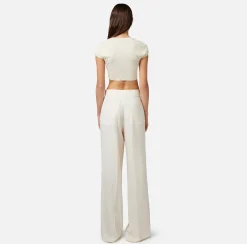Elisabetta Franchi Pantalone Dritto In Fresco Di Lana Con Inserto Laterale^ Pantaloni E Shorts