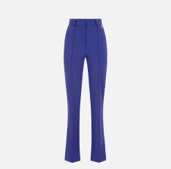 Elisabetta Franchi Pantalone Dritto In Tessuto Tecnico Bielastico Con Charms^ Pantaloni E Shorts