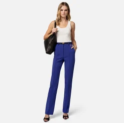 Elisabetta Franchi Pantalone Dritto In Tessuto Tecnico Bielastico Con Charms^ Pantaloni E Shorts