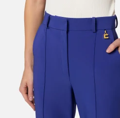 Elisabetta Franchi Pantalone Dritto In Tessuto Tecnico Bielastico Con Charms^ Pantaloni E Shorts