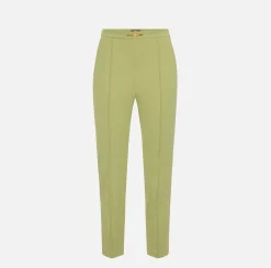 Elisabetta Franchi Pantalone Dritto In Tessuto Tecnico Bielastico Con Morsetto^ Pantaloni E Shorts