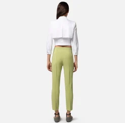 Elisabetta Franchi Pantalone Dritto In Tessuto Tecnico Bielastico Con Morsetto^ Pantaloni E Shorts