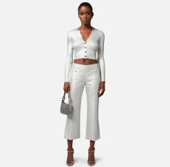 Elisabetta Franchi Pantalone Dritto In Tweed Laminato^ Pantaloni E Shorts