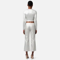 Elisabetta Franchi Pantalone Dritto In Tweed Laminato^ Pantaloni E Shorts