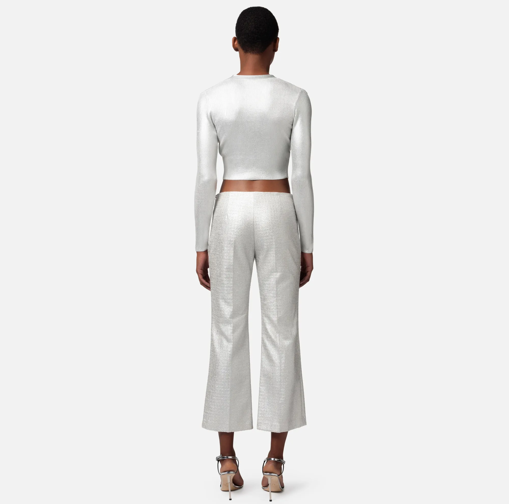 Elisabetta Franchi Pantalone Dritto In Tweed Laminato^ Pantaloni E Shorts