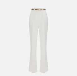 Elisabetta Franchi Pantalone Dritto In Viscosa Con Cintura^ Pantaloni E Shorts
