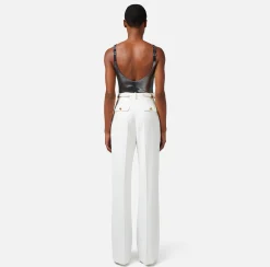 Elisabetta Franchi Pantalone Dritto In Viscosa Con Cintura^ Pantaloni E Shorts