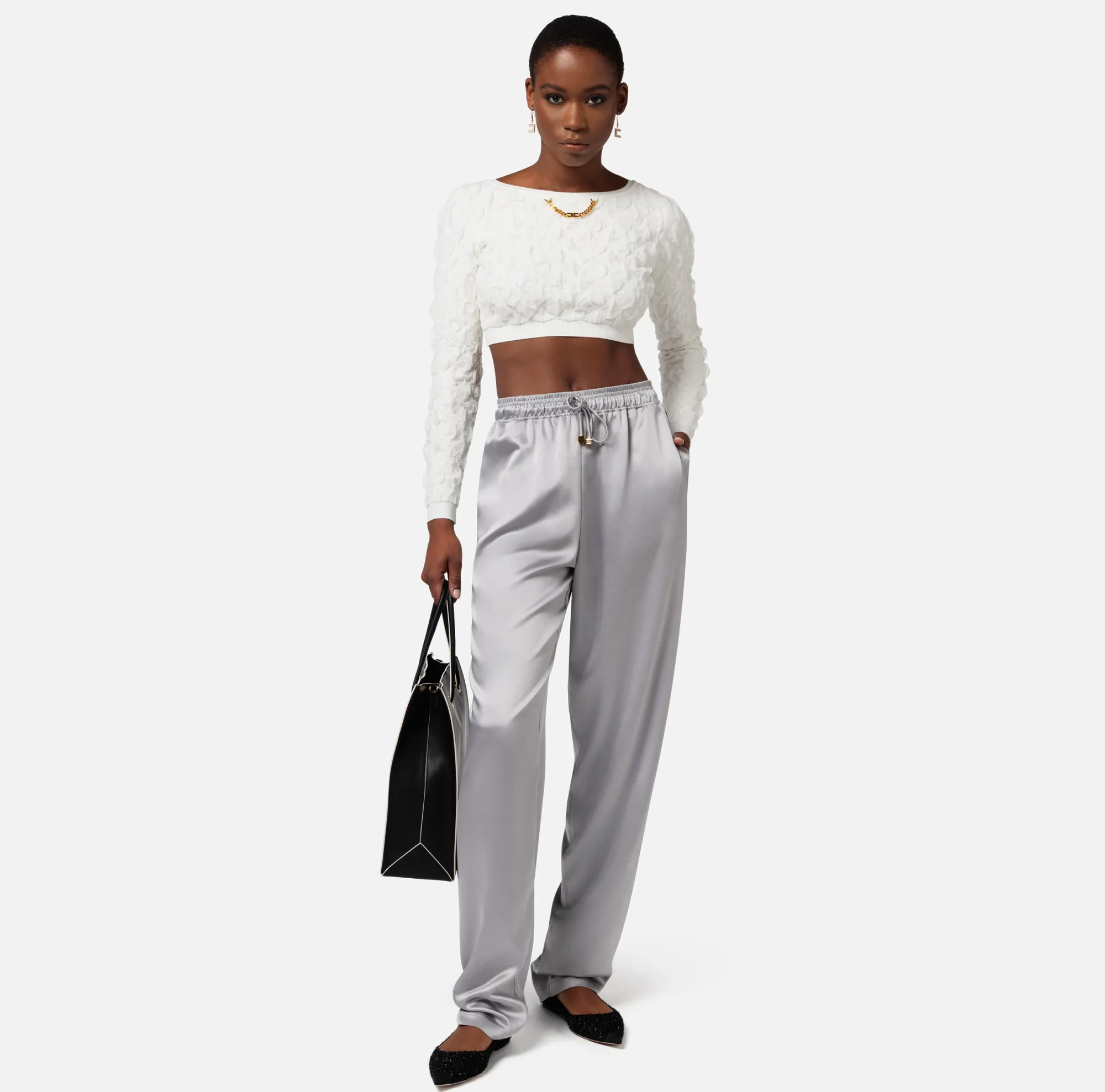 Elisabetta Franchi Pantalone Jogger In Crepe Di Raso^ Pantaloni E Shorts