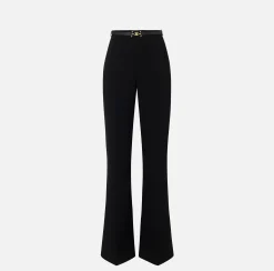 Elisabetta Franchi Pantalone Palazzo In Crepe Fluido Con Cintura^ Pantaloni E Shorts