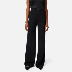 Elisabetta Franchi Pantalone Palazzo In Crepe Fluido Con Cintura^ Pantaloni E Shorts