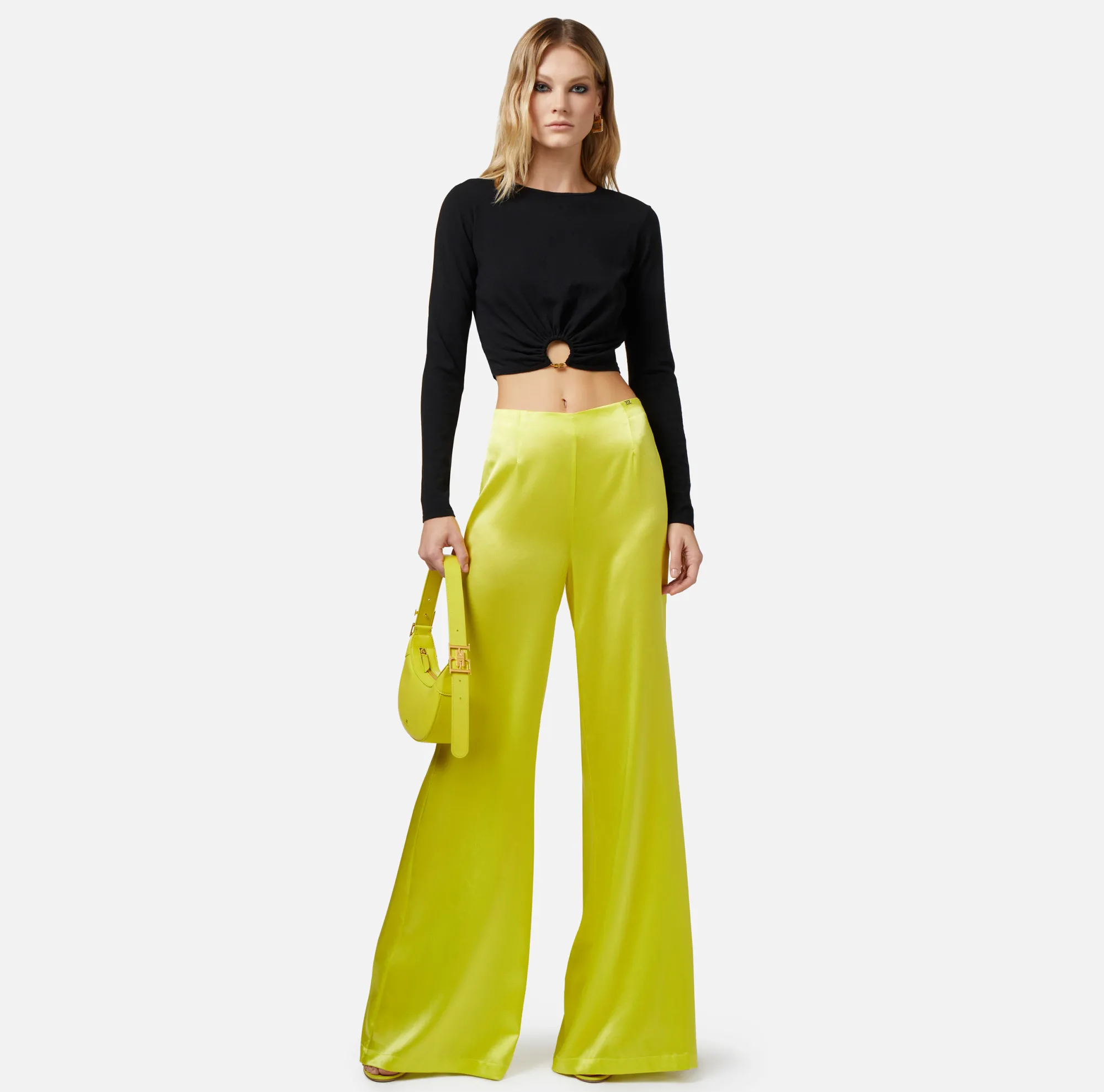 Elisabetta Franchi Pantalone Palazzo In Crepe Fluido^ Pantaloni E Shorts