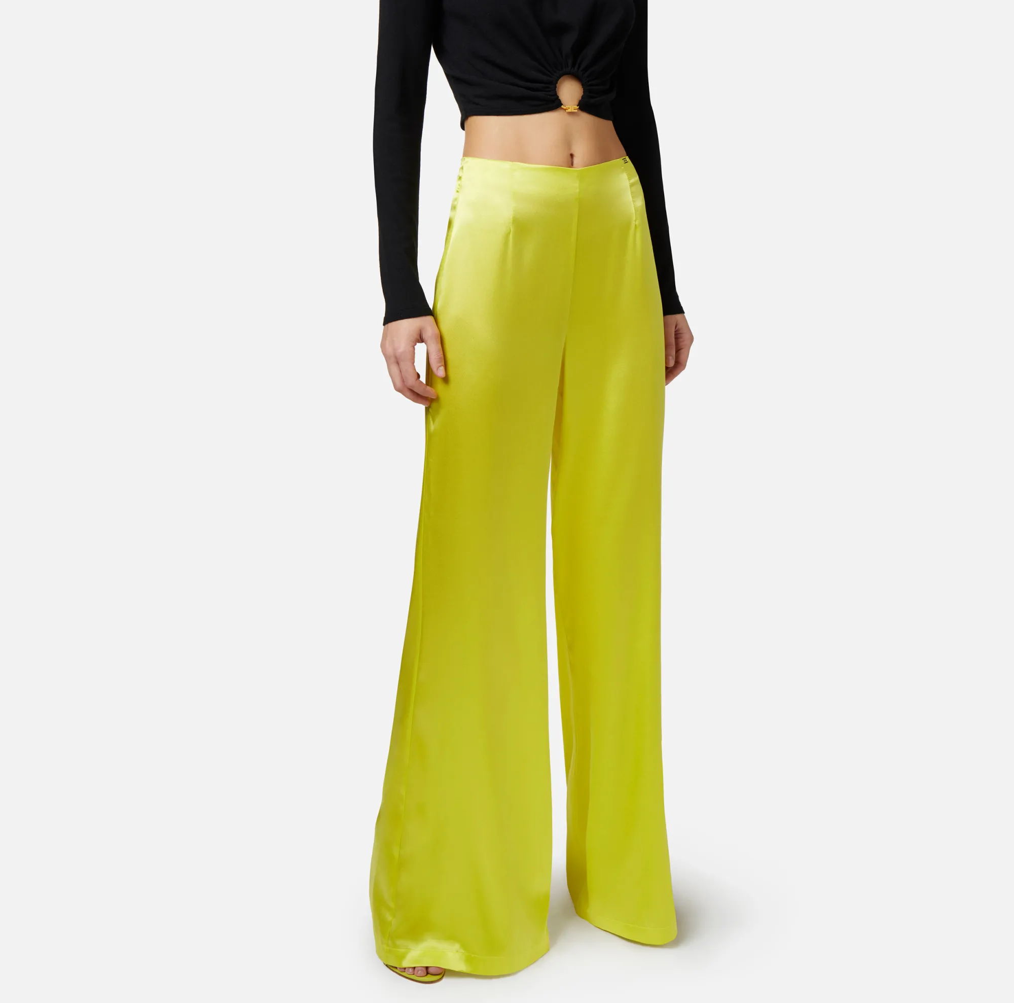 Elisabetta Franchi Pantalone Palazzo In Crepe Fluido^ Pantaloni E Shorts