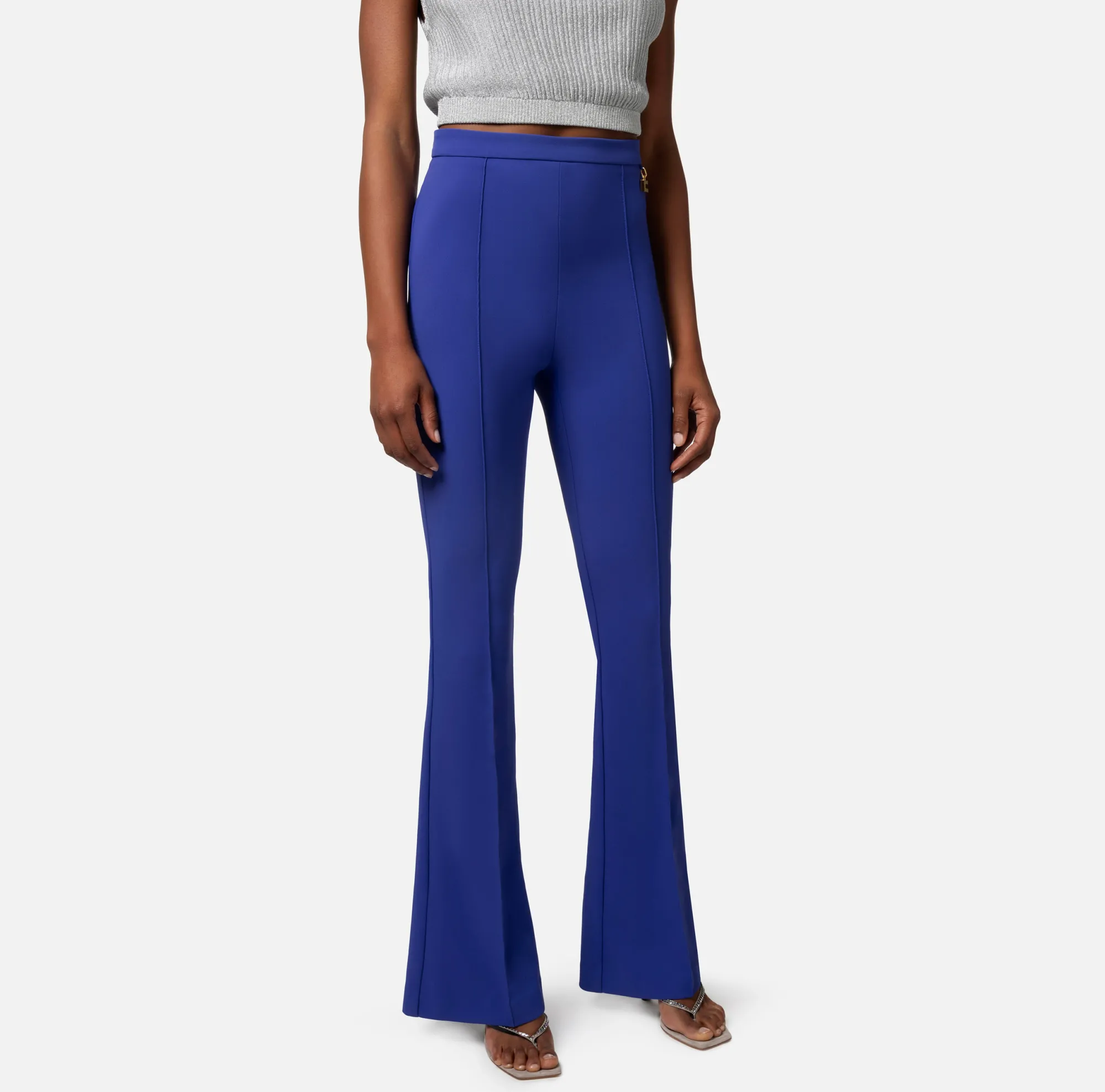 Elisabetta Franchi Pantalone Palazzo In Crepe Stretch Con Charms^ Pantaloni E Shorts
