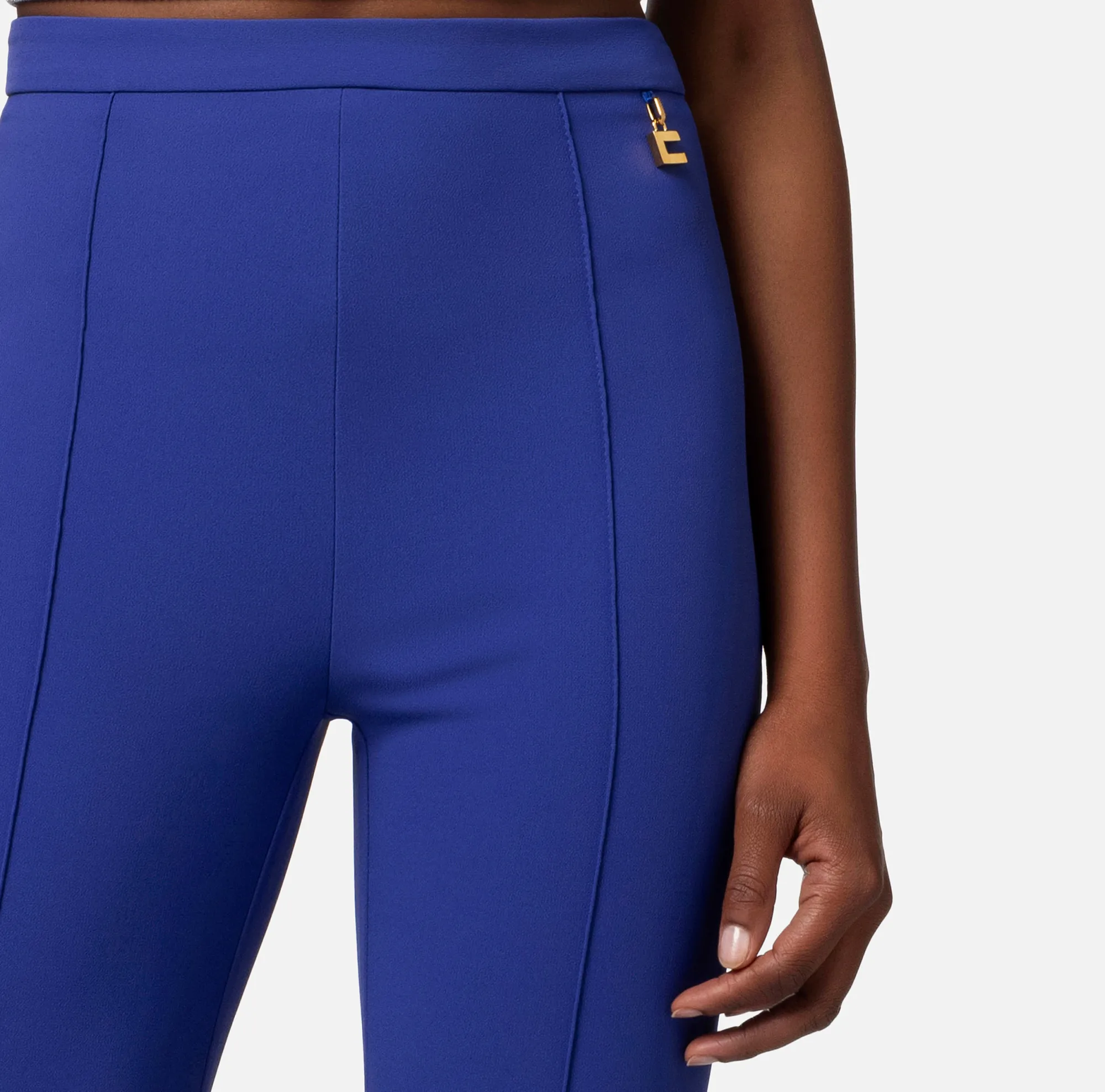 Elisabetta Franchi Pantalone Palazzo In Crepe Stretch Con Charms^ Pantaloni E Shorts