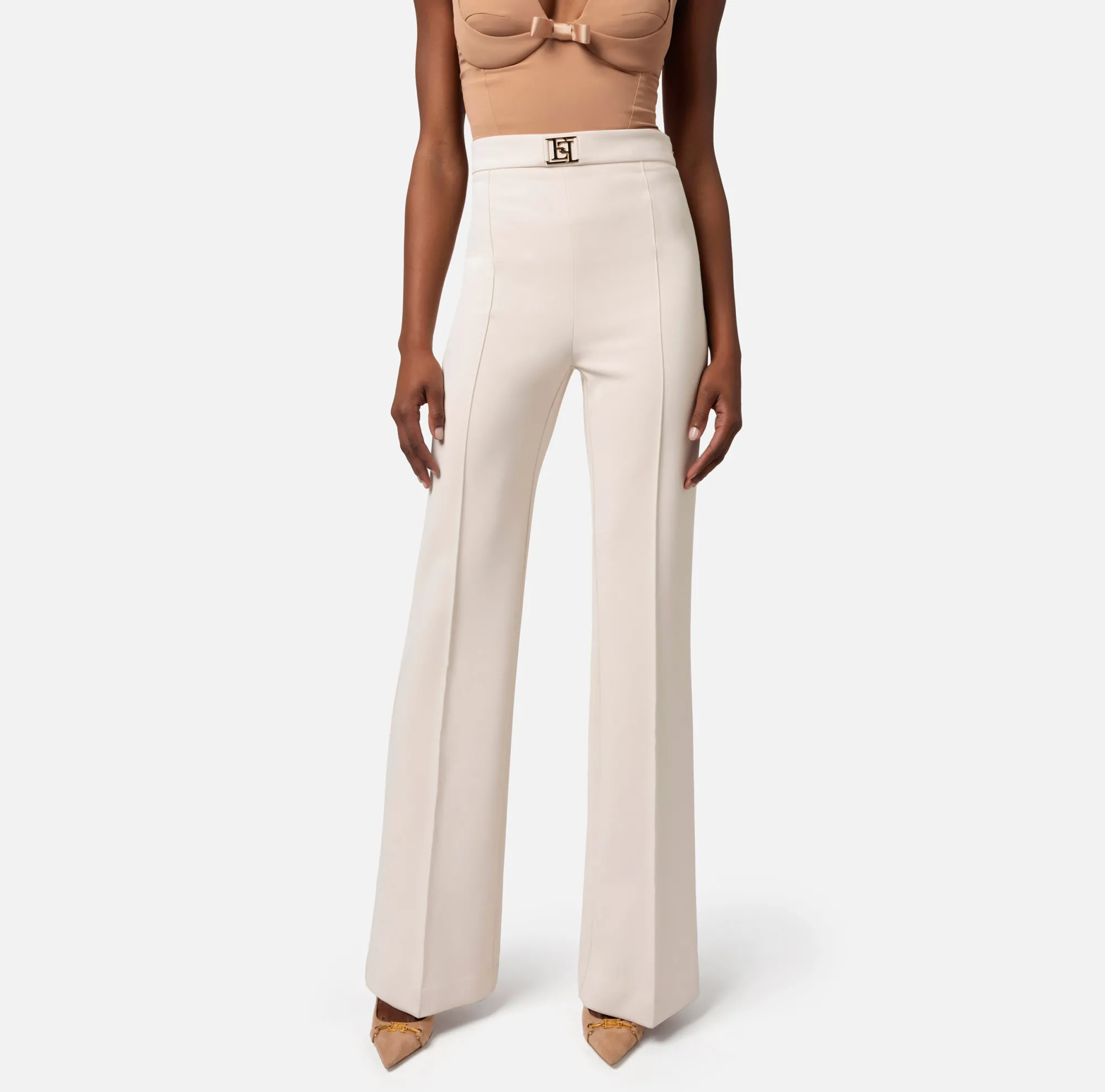 Elisabetta Franchi Pantalone Palazzo In Crepe Stretch^ Pantaloni E Shorts