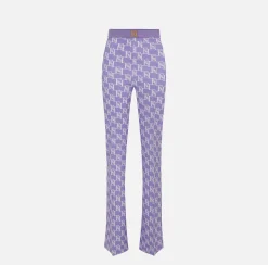 Elisabetta Franchi Pantalone Palazzo In Crepe Stretch Stampa Logo^ Pantaloni E Shorts