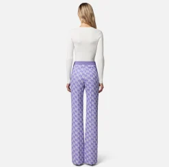 Elisabetta Franchi Pantalone Palazzo In Crepe Stretch Stampa Logo^ Pantaloni E Shorts