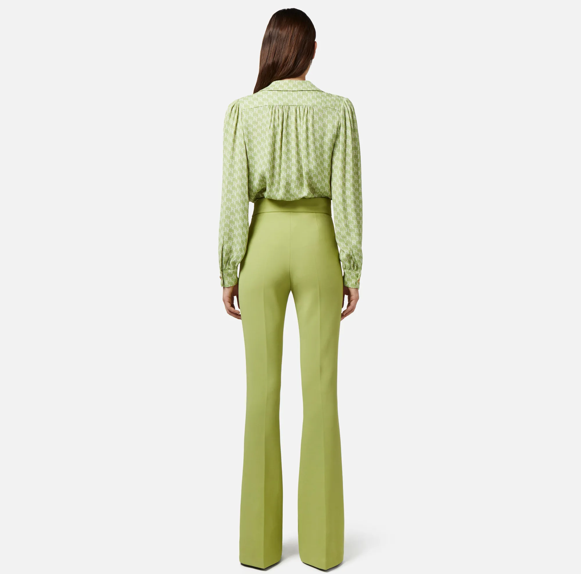 Elisabetta Franchi Pantalone Palazzo In Crepe Stretch Con Placche Logo^ Pantaloni E Shorts