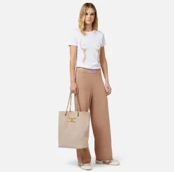 Elisabetta Franchi Pantalone Palazzo In Viscosa Con Bande Logate^ Pantaloni E Shorts
