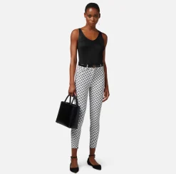 Elisabetta Franchi Pantalone 5 Tasche In Doppio Crepe Stampa Logo^ Pantaloni E Shorts