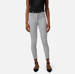 Elisabetta Franchi Pantalone 5 Tasche In Doppio Crepe Stampa Logo^ Pantaloni E Shorts