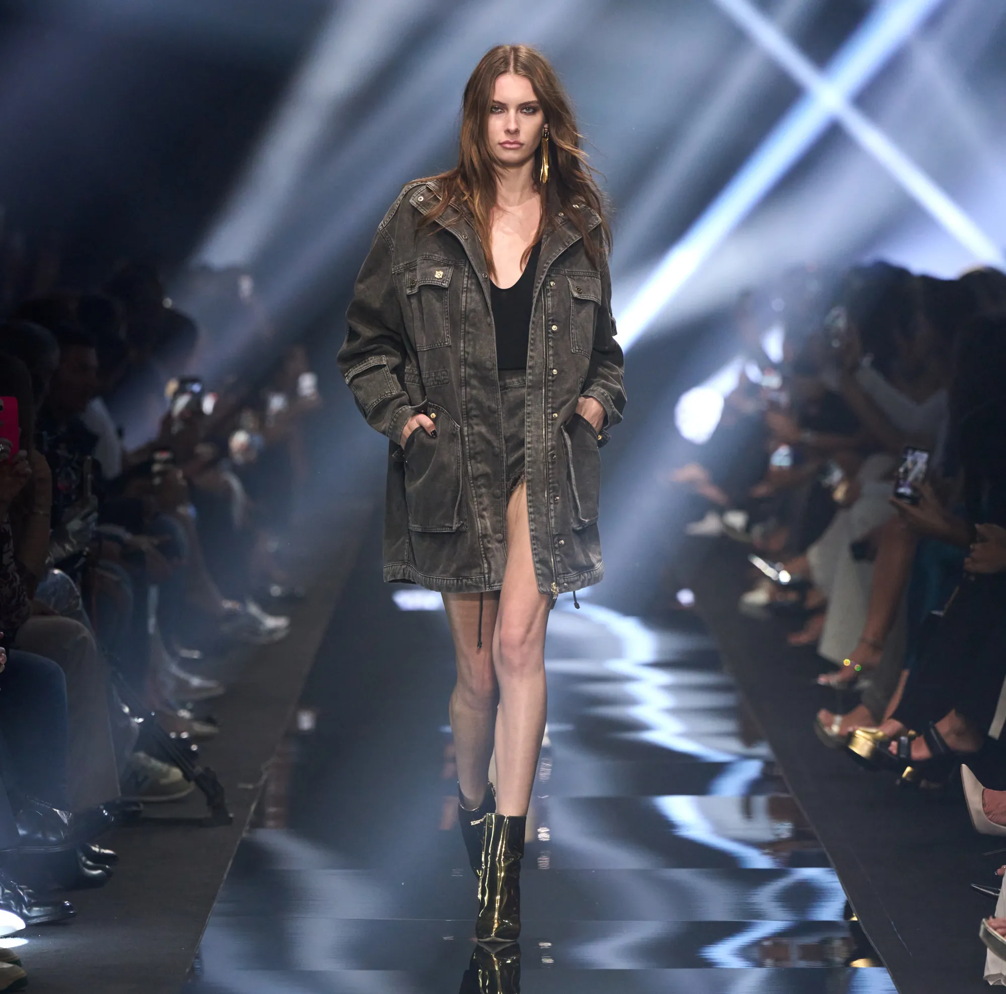 Elisabetta Franchi Parka Over In Denim^ Giacche & Trench
