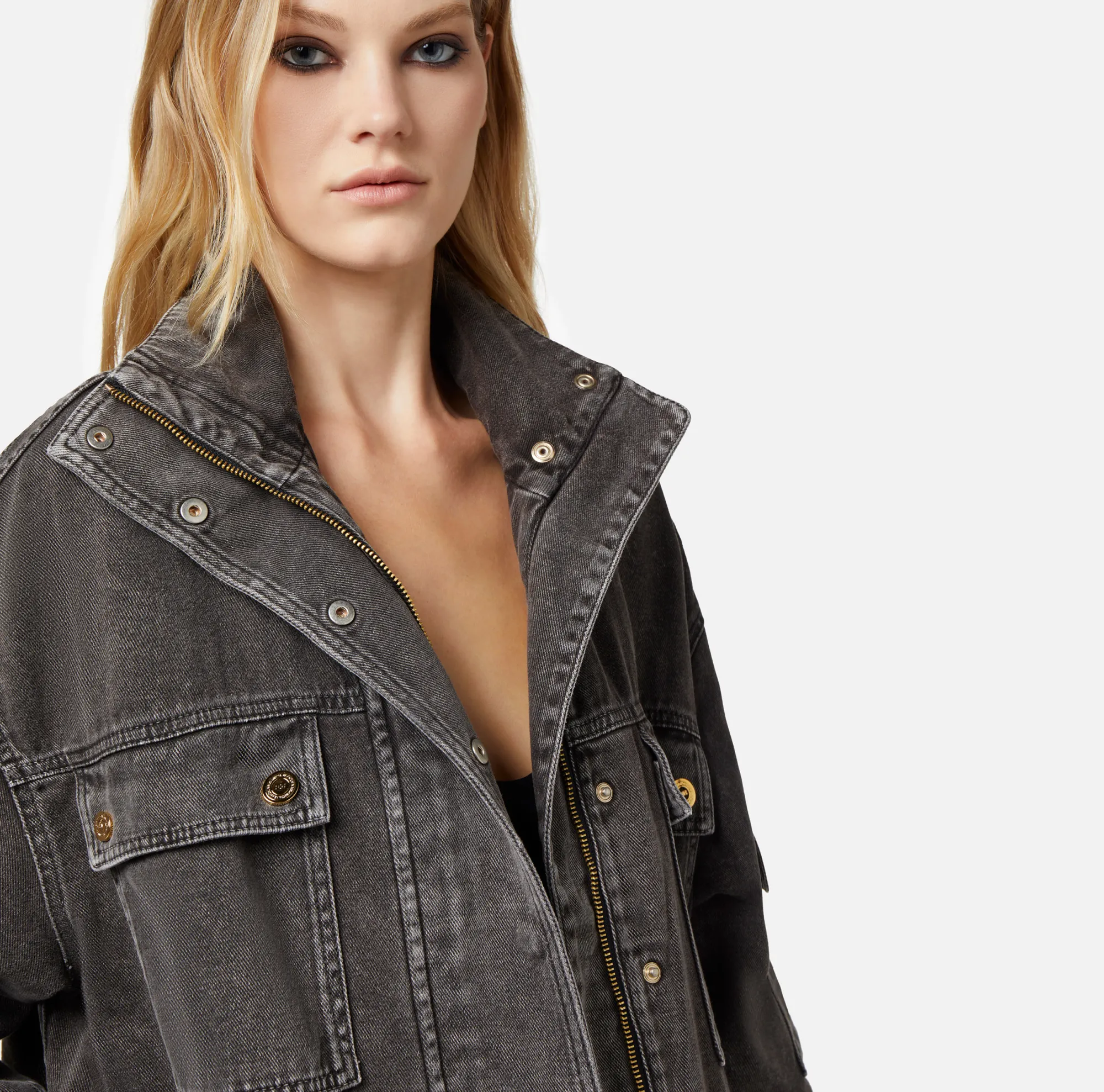 Elisabetta Franchi Parka Over In Denim^ Giacche & Trench