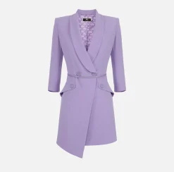 Elisabetta Franchi Robe Manteau In Crepe Stretch Asimmetrico^ Abiti