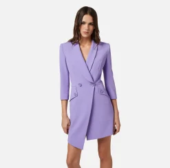 Elisabetta Franchi Robe Manteau In Crepe Stretch Asimmetrico^ Abiti