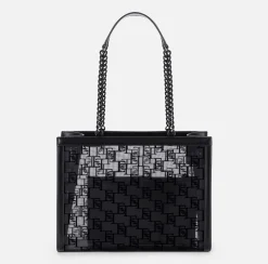 Elisabetta Franchi Shopper Grande In Rete Flock^ Borse A Spalla