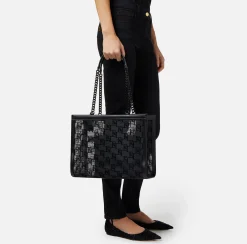 Elisabetta Franchi Shopper Grande In Rete Flock^ Borse A Spalla