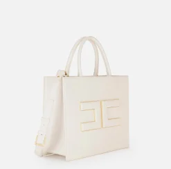 Elisabetta Franchi Shopper Media Con Placca Logo^ Borse A Mano