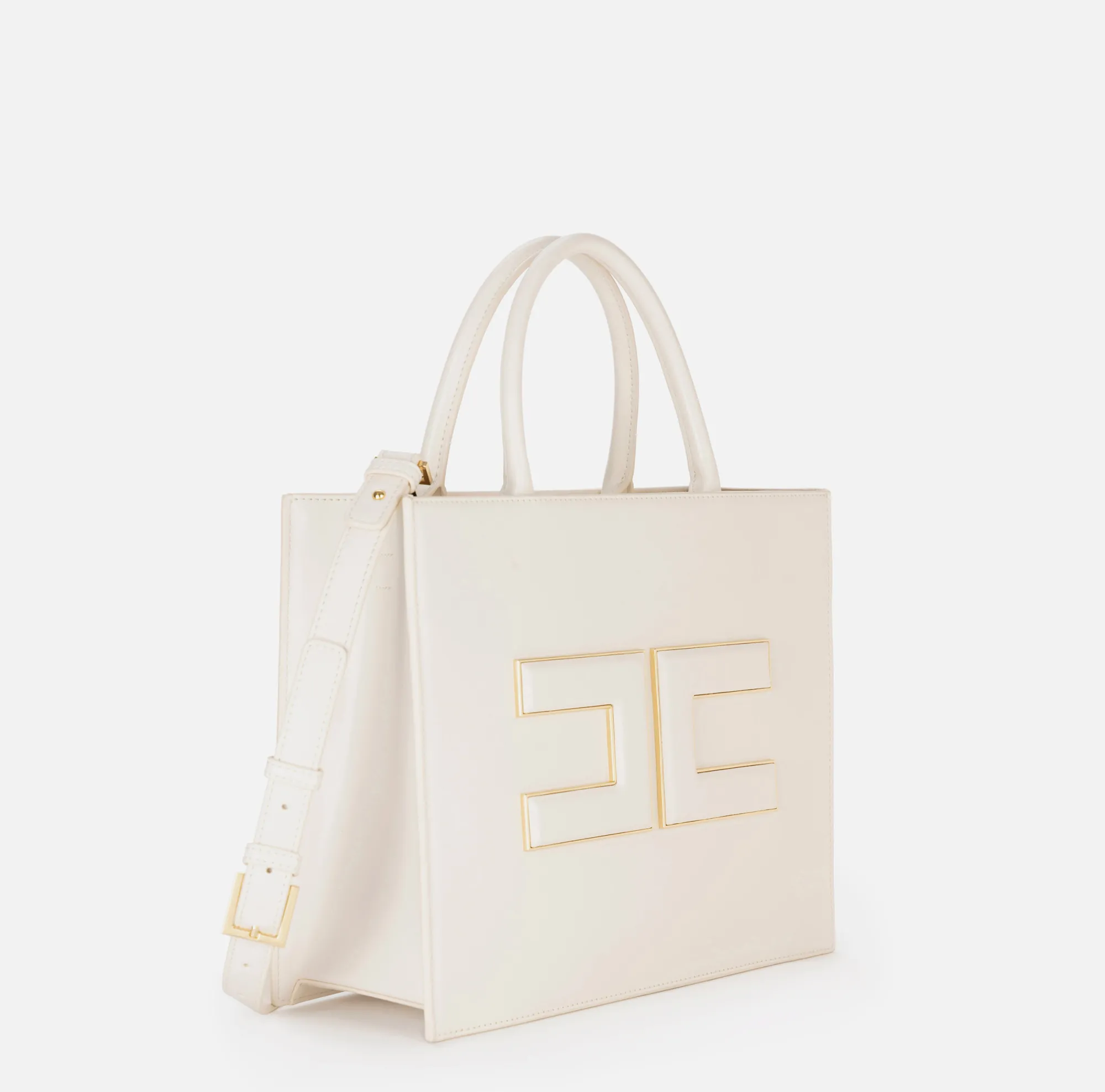 Elisabetta Franchi Shopper Media Con Placca Logo^ Borse A Mano