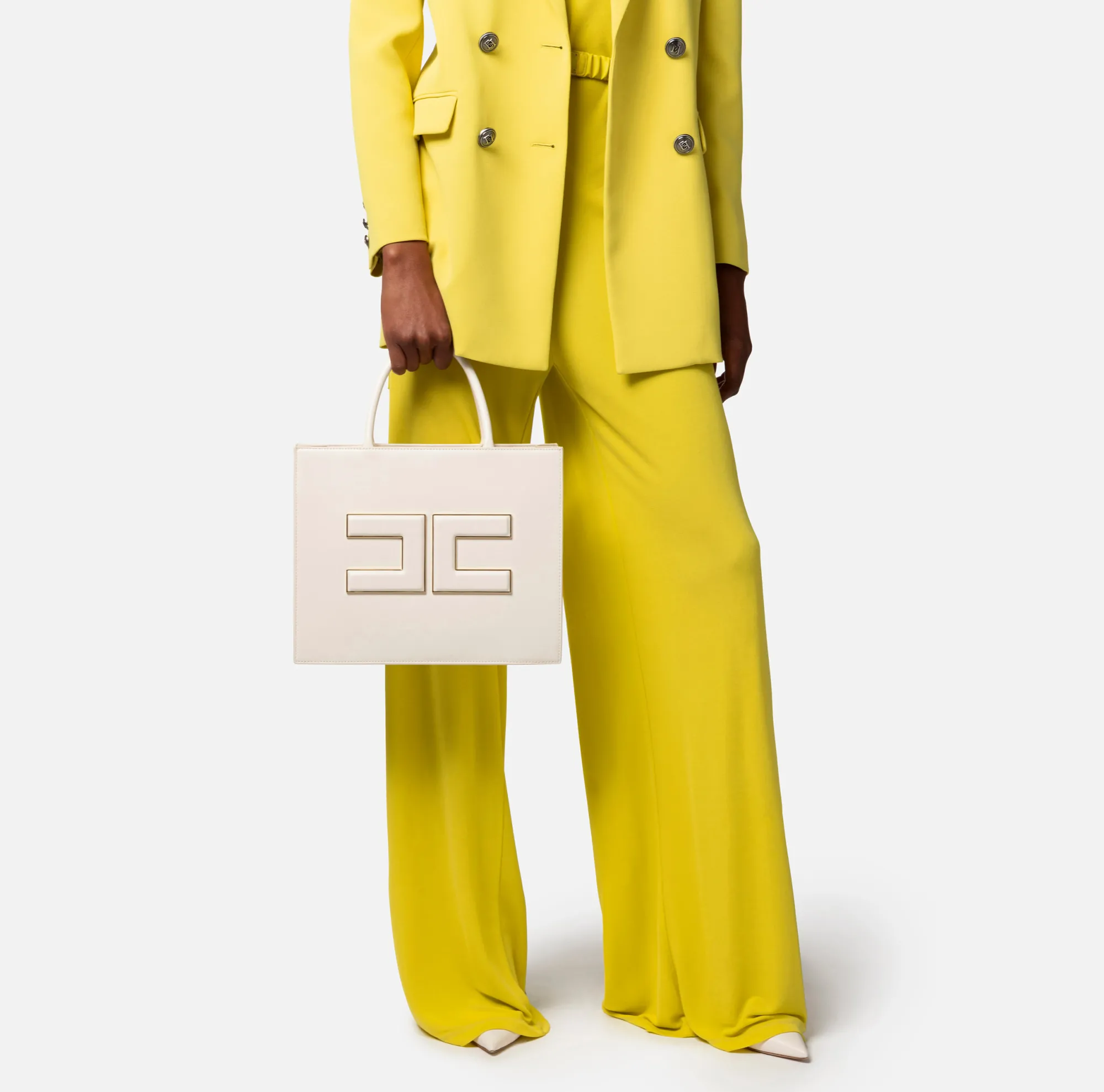 Elisabetta Franchi Shopper Media Con Placca Logo^ Borse A Mano