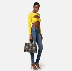 Elisabetta Franchi Shopper Media In Rafia^ Borse A Mano