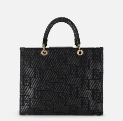Elisabetta Franchi Shopper Media In Rafia Jacquard Con Charms^ Borse A Mano