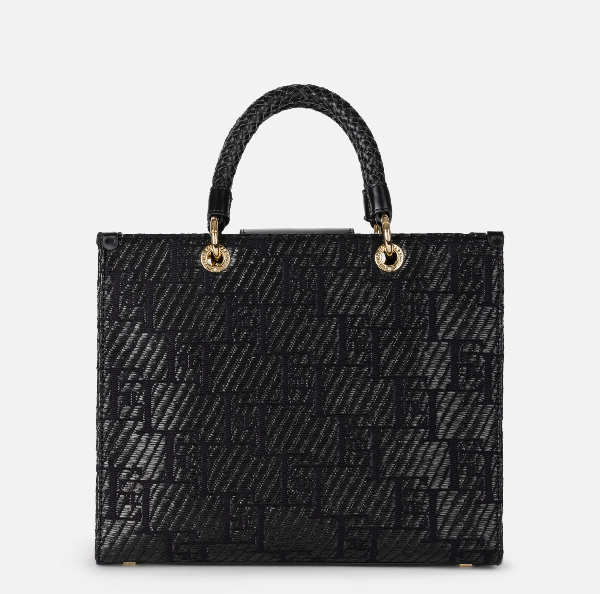 Elisabetta Franchi Shopper Media In Rafia Jacquard Con Charms^ Borse A Mano