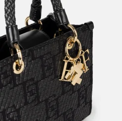 Elisabetta Franchi Shopper Piccola In Rafia Jacquard Con Charms^ Borse A Mano