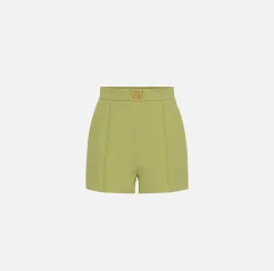 Elisabetta Franchi Short In Crepe Con Placca Logo^ Pantaloni E Shorts