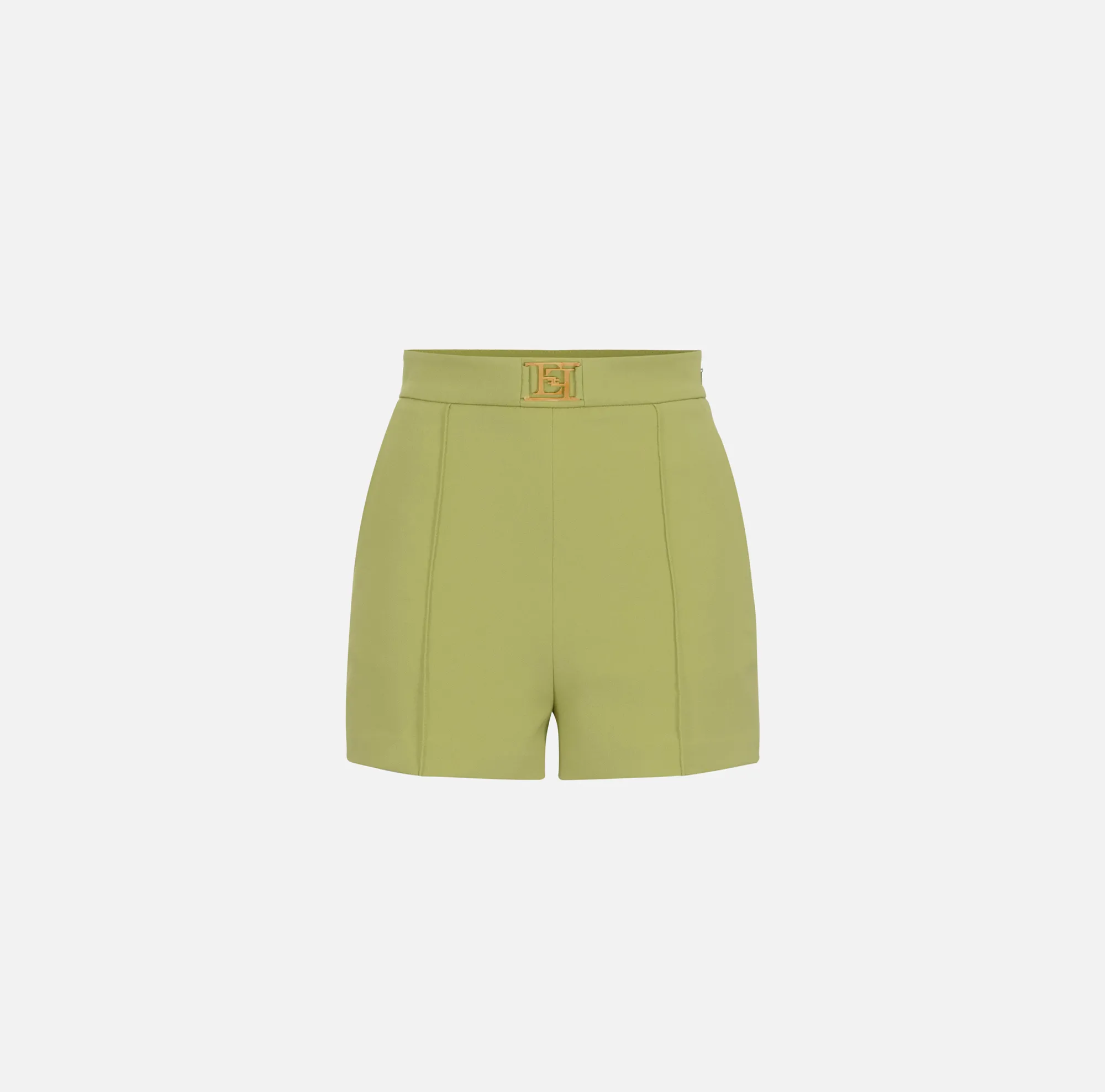 Elisabetta Franchi Short In Crepe Con Placca Logo^ Pantaloni E Shorts