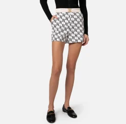 Elisabetta Franchi Short In Crepe Stampato Con Placca Logo^ Pantaloni E Shorts