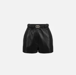 Elisabetta Franchi Short In Materiale Sintetico Con Cintura^ Pantaloni E Shorts